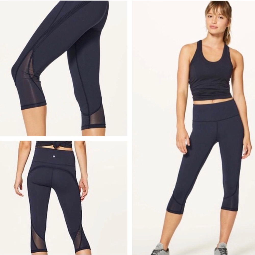 Lululemon Fresh In Mesh Leggings Crop 19" in Midnight Navy